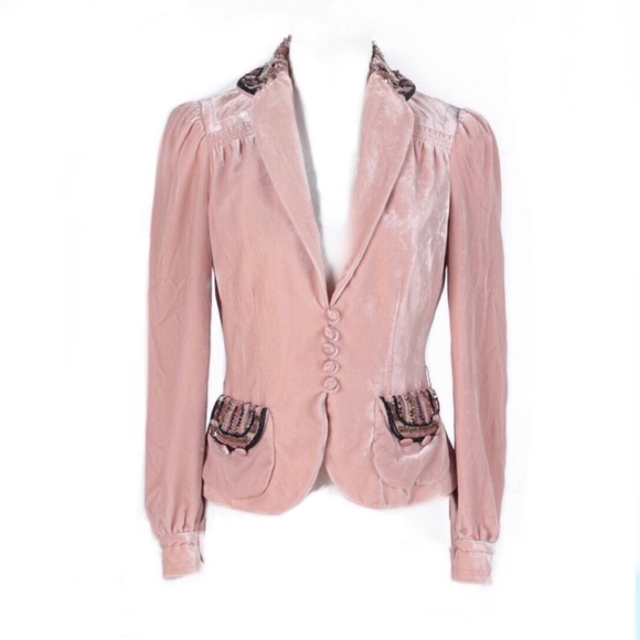 Marc Jacobs Jackets & Blazers - Marc Jacobs Blush Pink Velvet Sequin Beaded Blazer